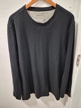 Eddie Bauer Black Long Sleeve Waffle Knit Shirt Mens XL Lightweight Casual